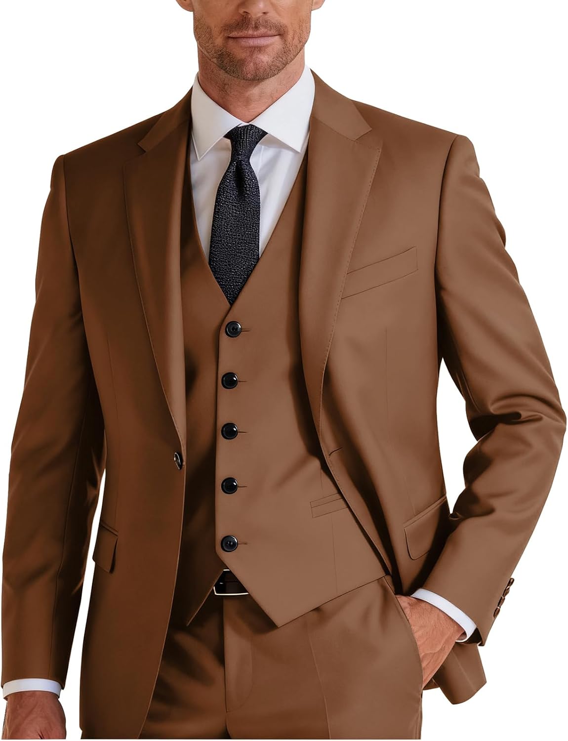 Men's Suit 3 Piece Classic Fit Suits for Men Jacket Vest Pants Suit for Wedding Prom Dinner Party