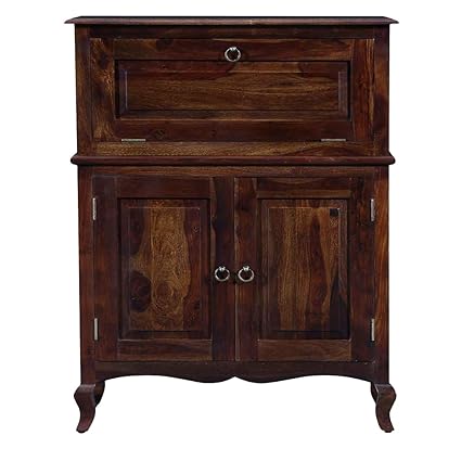 THE OLD CABINET Aspire Bar Cabinet in Sheesham Wood with Provincial Teak Finish (Pack of 1, Provincial Teak)