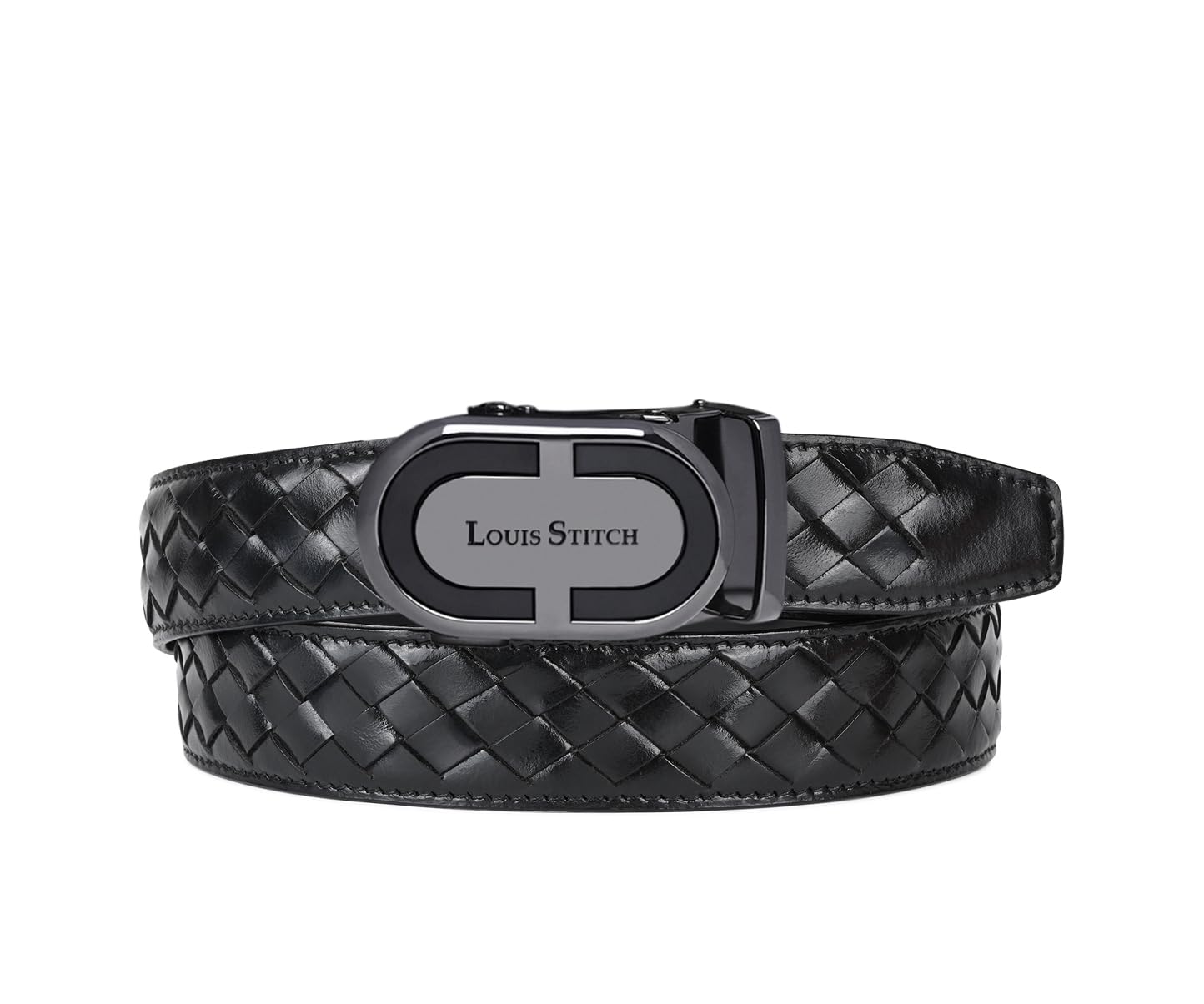louis stitch Premium VT Leather Men's Weaved Auto Lock Belt | No Holes Belts for Men | Leather Belt for Gents | (LSBE-ALWE-AL)-picture-39