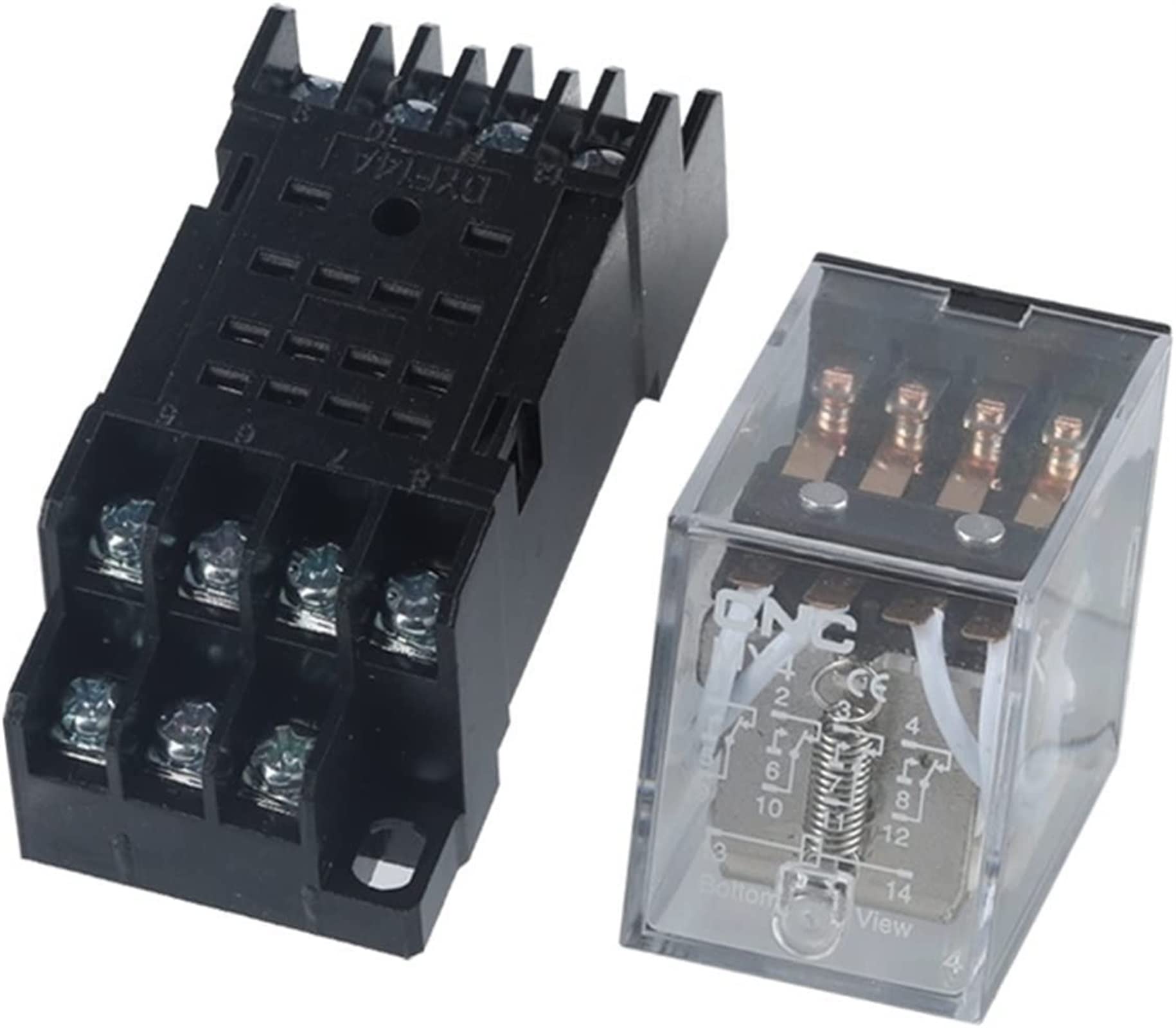 Relè 1Set Relè di potenza Bobina Relè for uso generico MY4 DPDT MY4NJ Relè DC12v / 24v AC 110v / 220v Interruttore relè con base presa Parti di ricambio(Size:24V VDC)