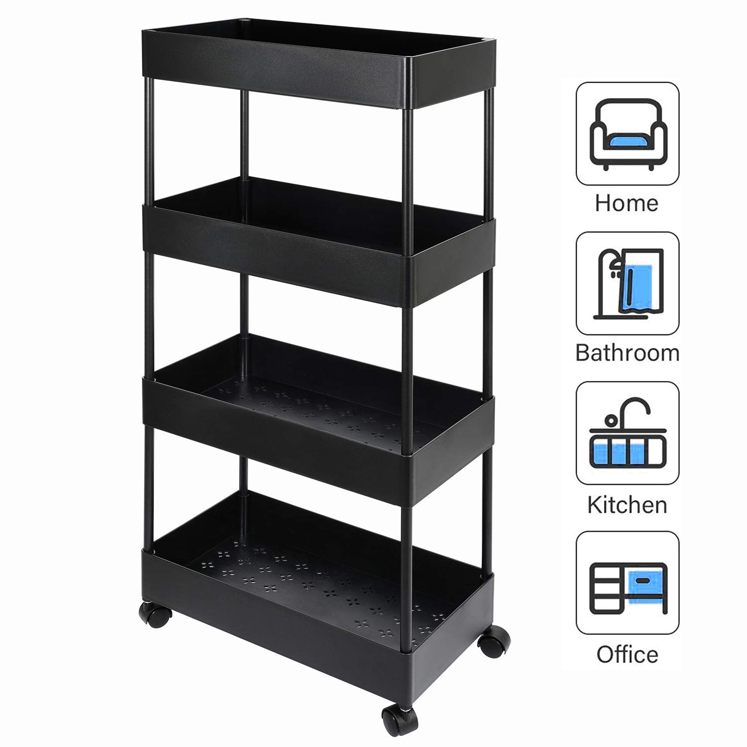 SAKA SPACELEAD Carrello portaoggetti sottile a 3 ripiani, organizer da bagno, carrello portaoggetti scorrevole, organizer per ufficio, bagno, cucina, lavanderia, spazi stretti, bianco