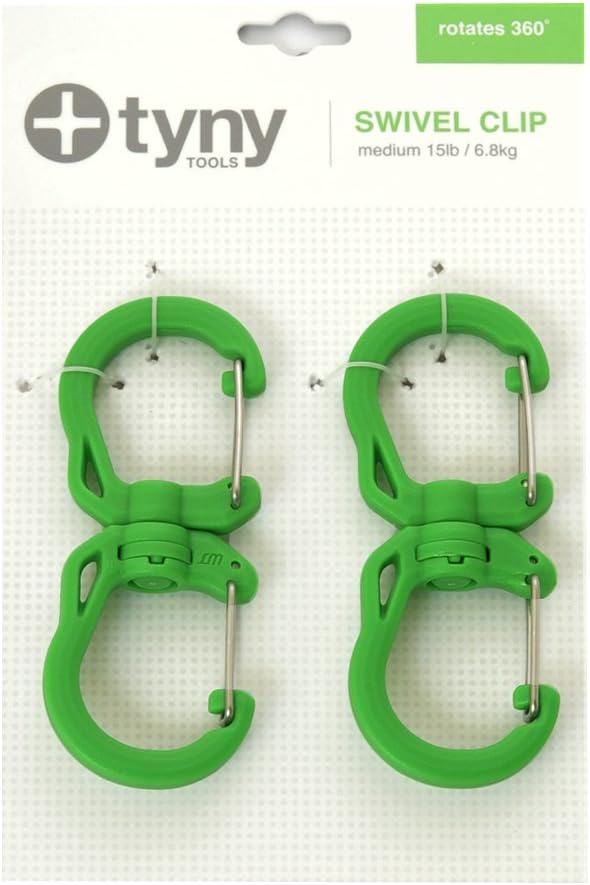 Tyny Tools Swivel Carabiner: Medium Green Pair