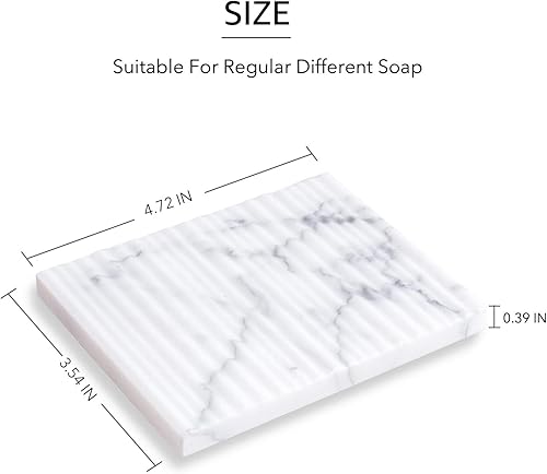 Miniatura 2 de Jabonera de mármol blanco, bandeja para anillo de joyería, soporte de esponja para baño, ducha y cocina