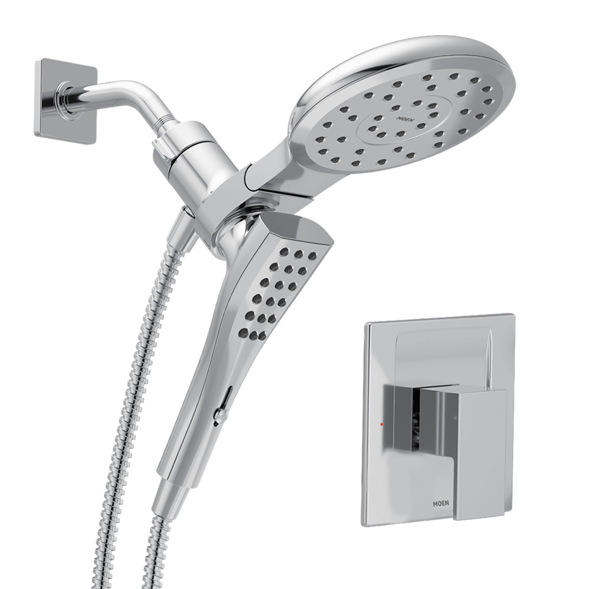 Moen Revyl 82772 - Miscelatore monocomando cromato per vasca da bagno e doccia, con valvola, soffione da 17,8 cm e doccetta Magnetix, cromato