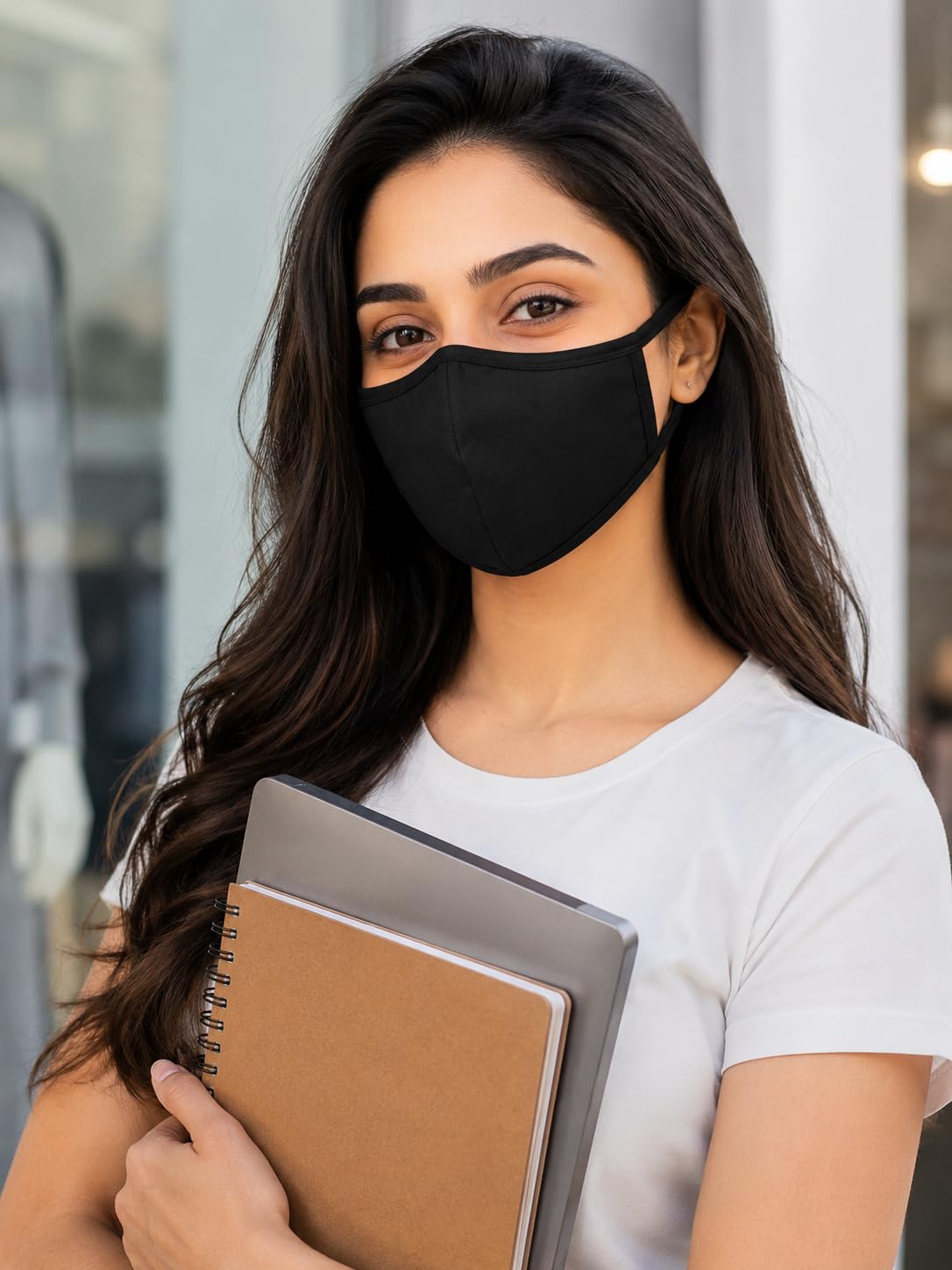Black Cotton Face Mask, 2 Layer, Reusable, Unisex, Pack of 10-image-45