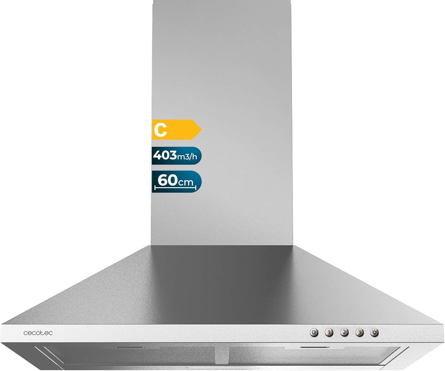 Campana extractora Cecotec Flux PM 604300 acero inoxidable vista frontal