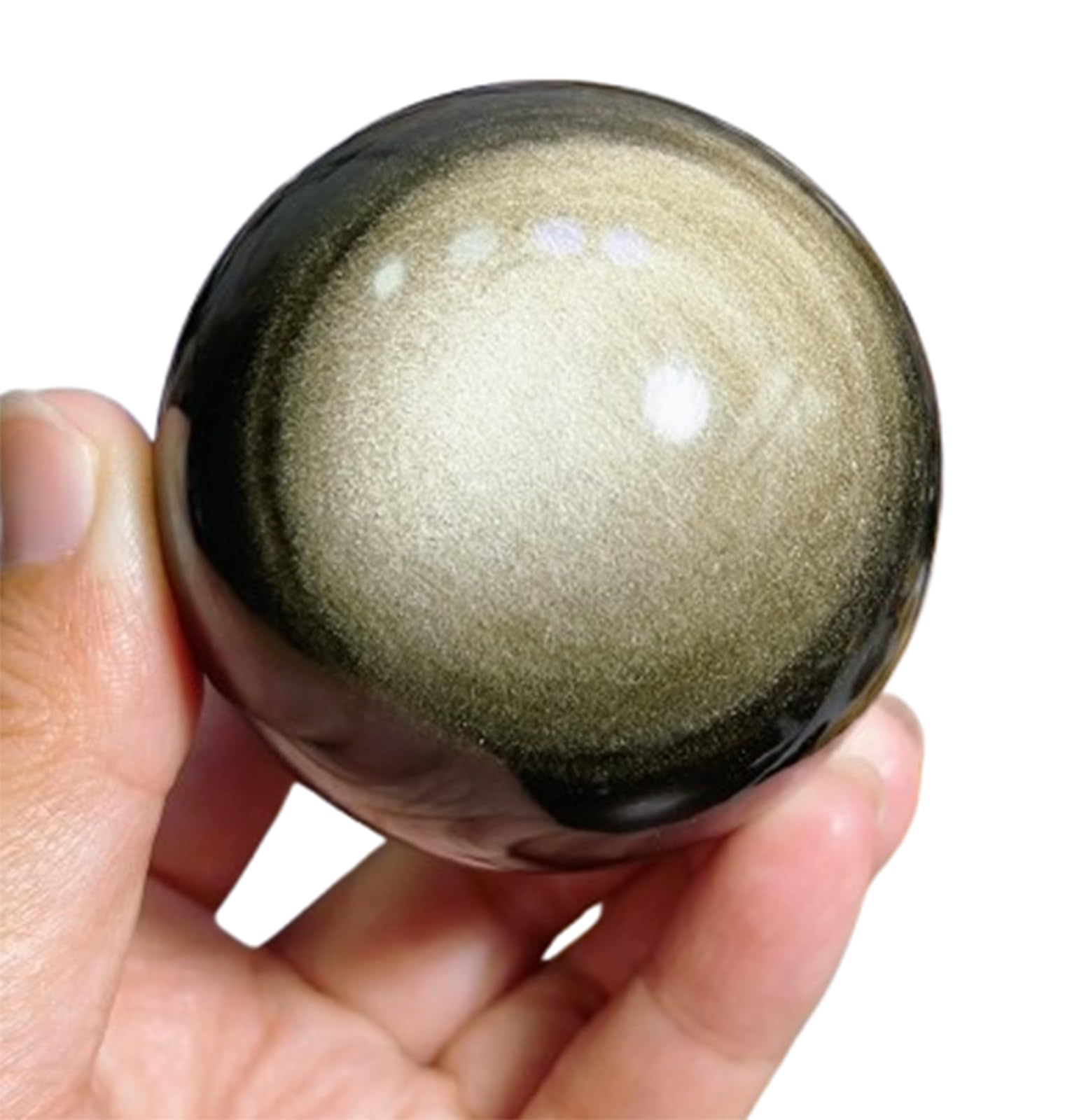 DPURPIWADY Gold Obsidian Crystal Ball,Scrying Feng Shui Stone Sphere Sculpture Quartz Rock Collection Home Decor Table Craft,6~7cm