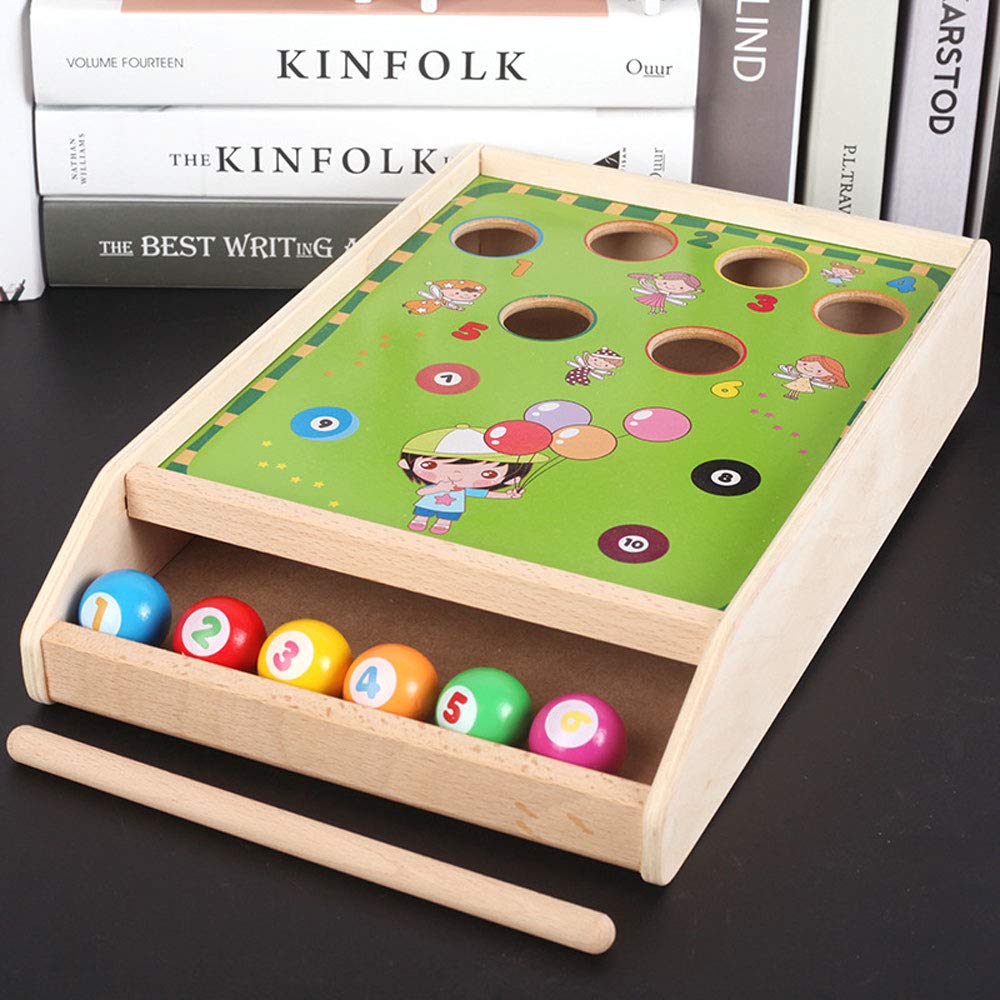 JOKFEICE Piscine pour Enfants Jeux familiaux avec 1 queues de Billard 6 Boules Parent-Enfant Petits Billards interactifs Jeux de société et de Voyage Table de Billard pour bébé