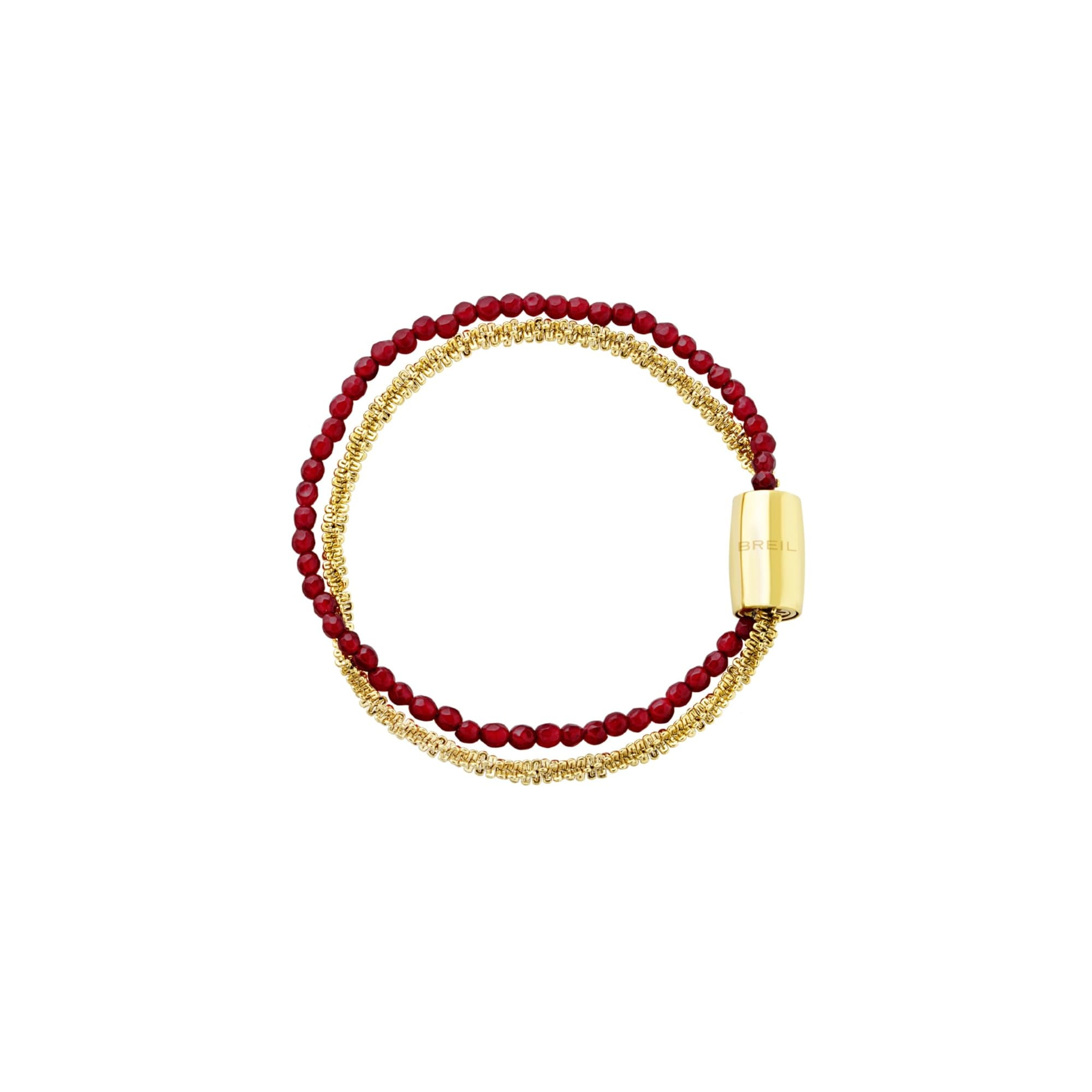 Breil, Collezione Magnetica System, Girocollo Medium Mars, Collana Da Donna In Acciaio Lucido Ip Gold E Agata Bordeaux, Pratica Chiusura Con Magnete, Lunghezza 80 Cm, Gold-Bordeaux, Idee Regalo Donna-image