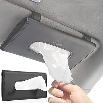 Yobbo Car Tissue Holder, Sun Visor Napkin Holder, Car Visor Tissue Papers Holder, Tissue Holder for Car, Tissue Dispenser Rectangular (Black) - image, photos