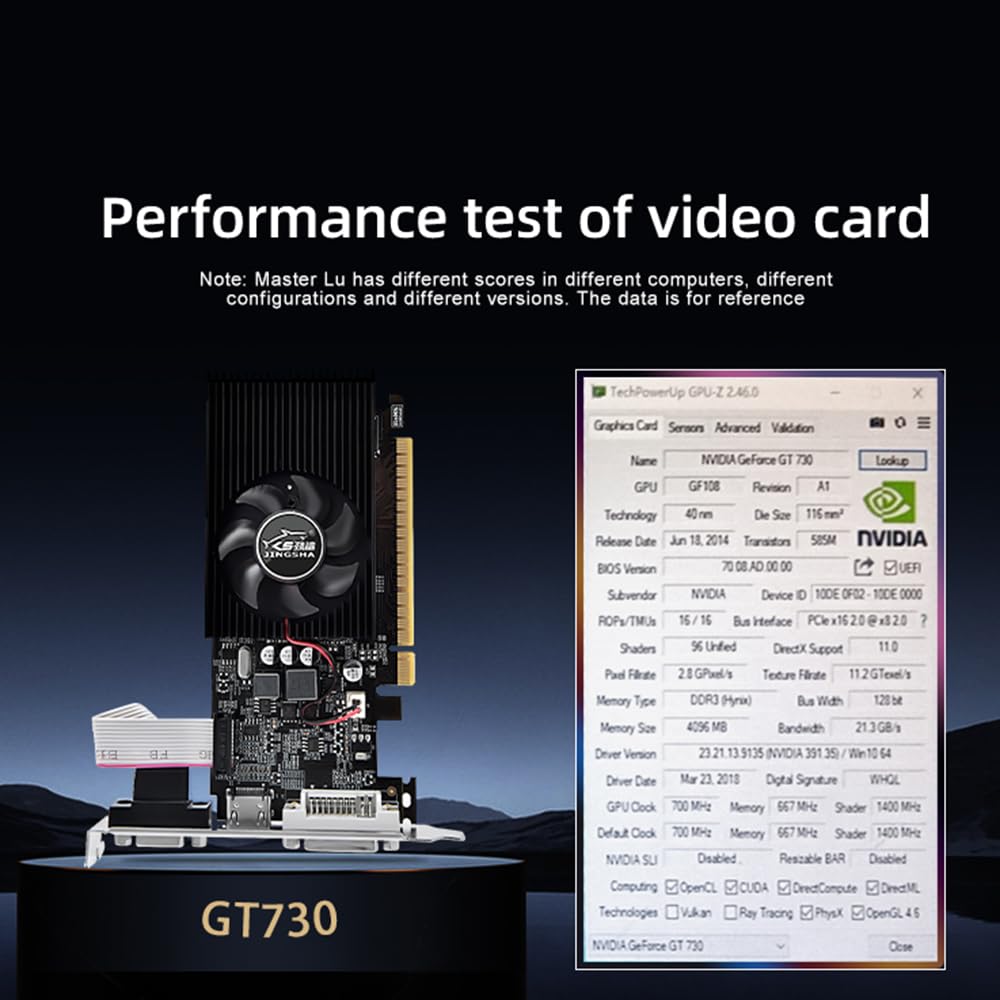 Karta Graficzna JINGSHA GT730 GPU 4 GB GDDR3 Rozpraszanie Ciepła Interfejs PCIex2.0 Zapewniający płynną rozgrywkę