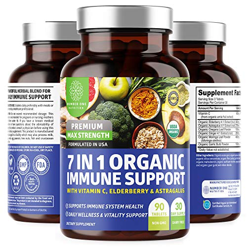 N1N Premium Immune Support Supplement [7 Organic Ingredients] Contains Elderberry, Astragalus, Vitamin C and Garlic for Immunity and Inflammatory Response, 90 Tablets