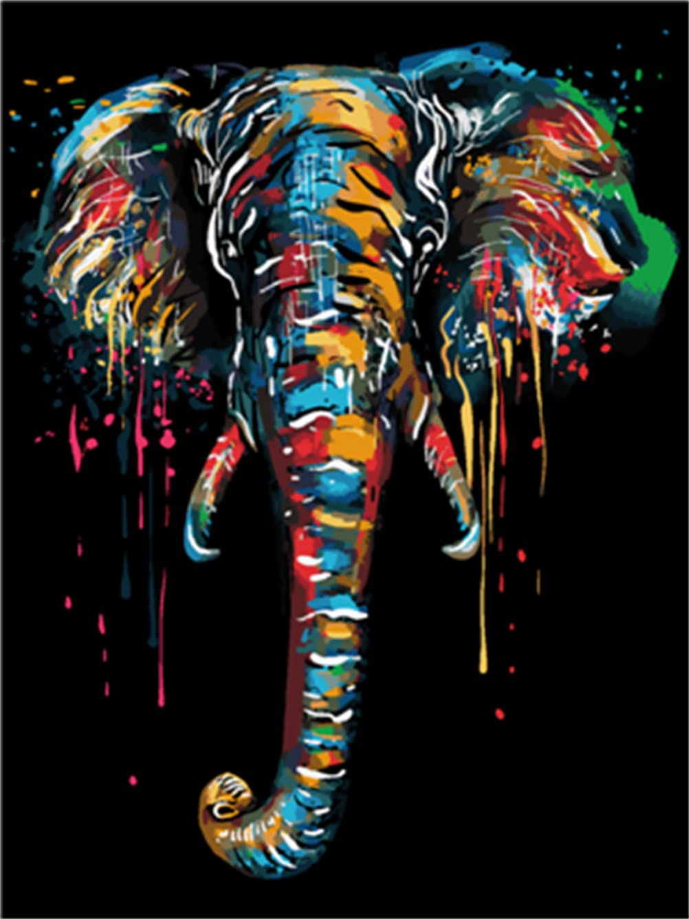 Meecaa Elephant Paint By Numbers Colored Kit For Adults Beginner Diy Oil Painting 16X20 Inch (, No Frame)