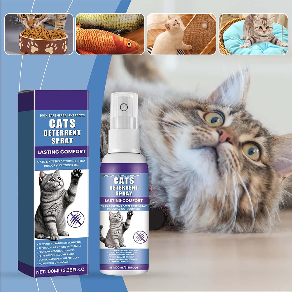 Rakiuty Spray Antiarañazos Gatos,Spray Antiarañazos,Sprays Arañazos Gatos,Sprays Educador Gatos Antiarañazos,100 ml