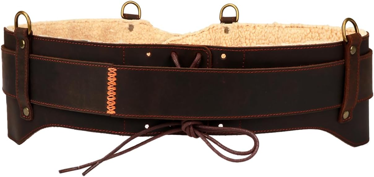 Tourbon Leather Logging Belt Kit Faux Fleece Padded Tool Belts Loggers Felling Belt System for Tree Cutting Electricians Construction Workers Adjustable Waist Fits 33"-47" - Image 7