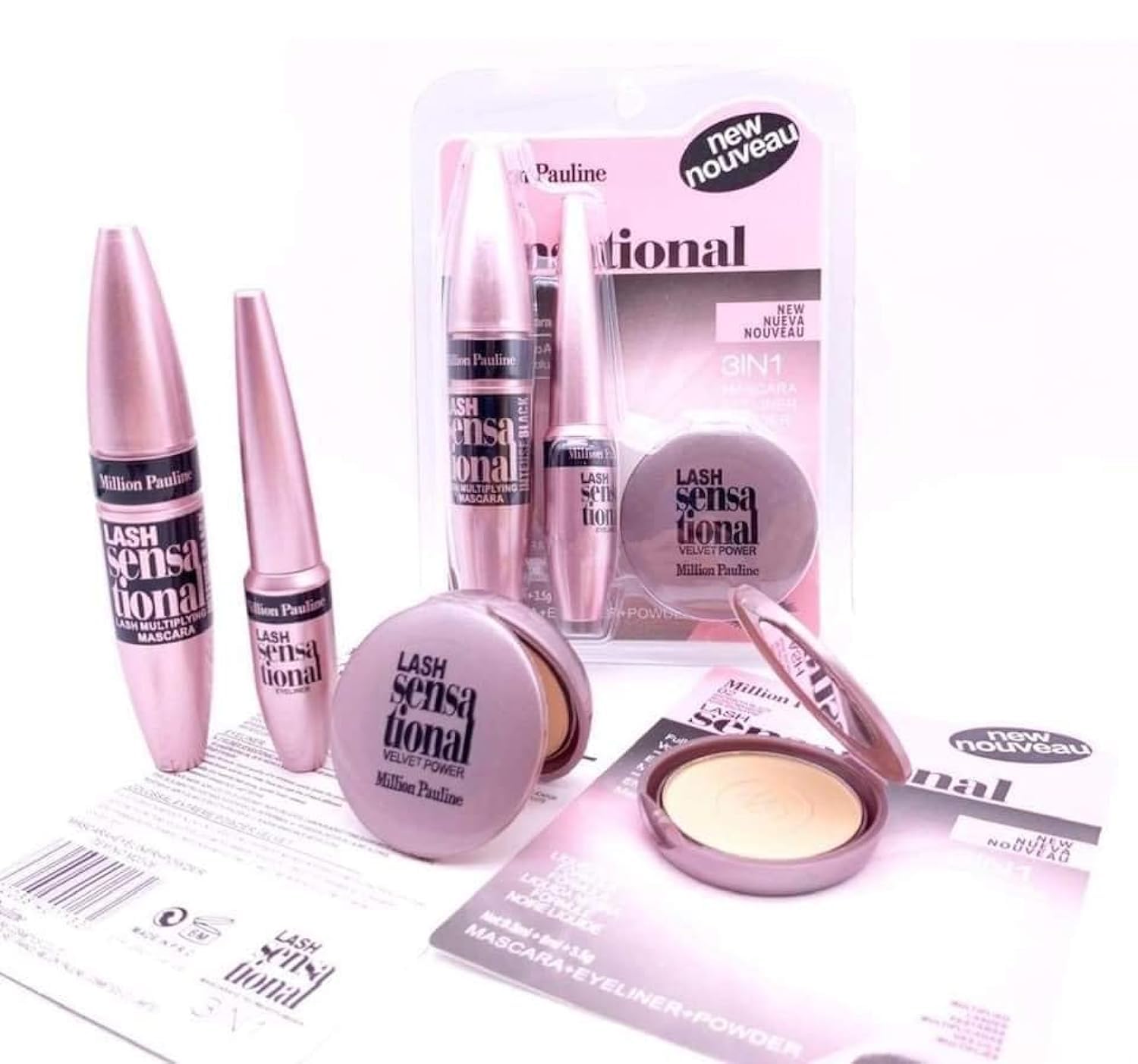 3 in 1 Mascara and Eyeliner Lash Sensational Waterproof Mascara, Lengthening and Volumizing for a Full Fan Effect,Very Black, 3 in 1Count(Brown)