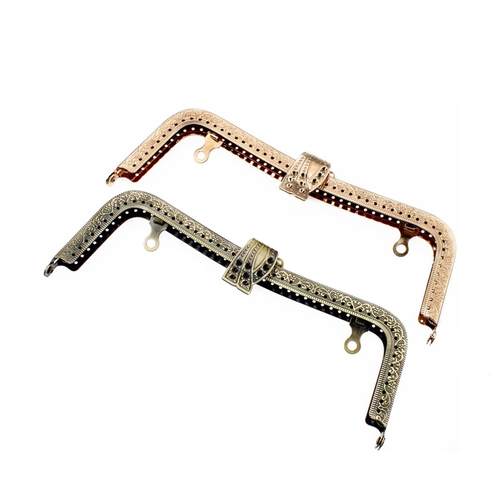 Cierres Para Bolsos Marco cóncavo de 20CM con estampado de hojas de Metal, cierre de broches Kiss for bolsos, bolso de mano, Hardware, monedero, accesorios de costura DIY, 5 uds.(5Pcs 20CM cinnamon)