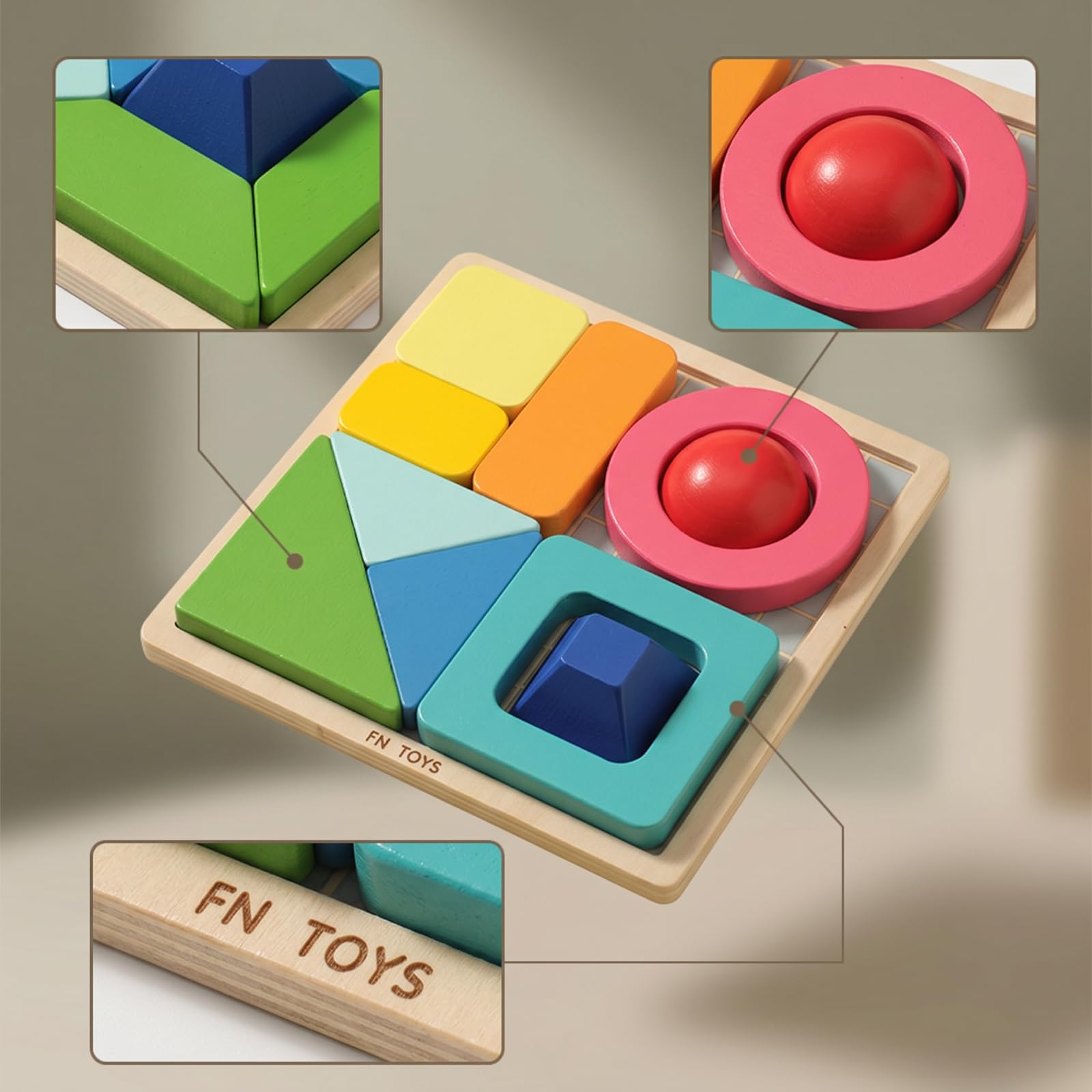 harayaa Holzformen Puzzle für die Frühe mit Flachen Und Erhabenen Teilen zur Schulung der Visuellen Wahrnehmung Und der Greiffähigkeit für Den Einsatz in der