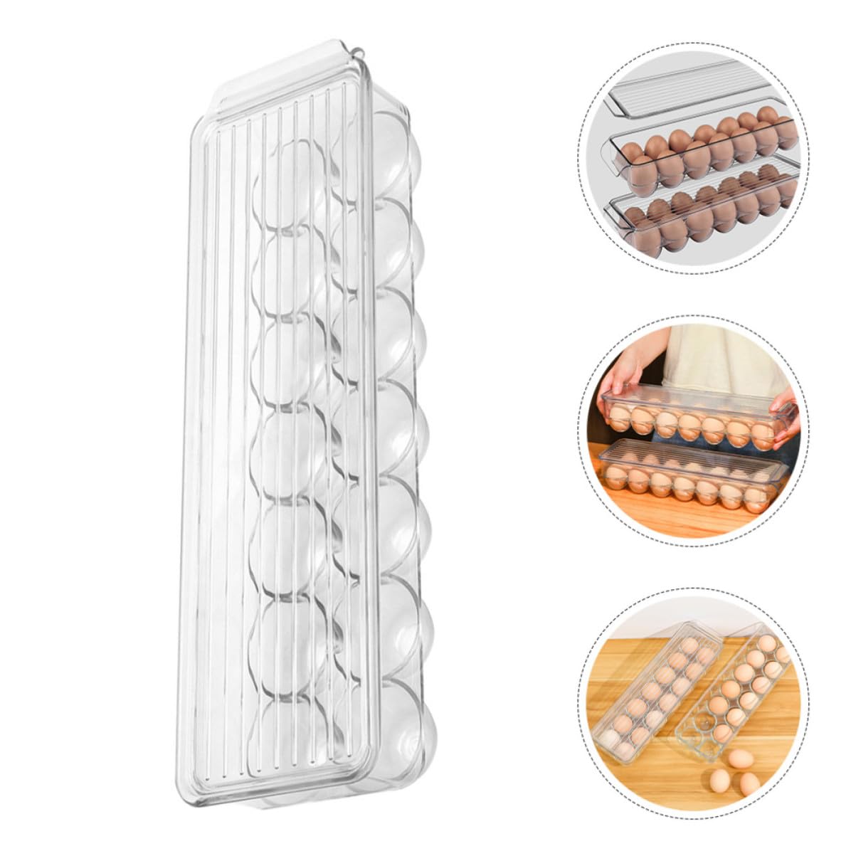 2 Piezas Bandeja Transparente Apilable para Huevos con 14 Compartimentos, Organizador de Huevos para Refrigerador, Material Pet Resistente para Cocina y Almacenamiento