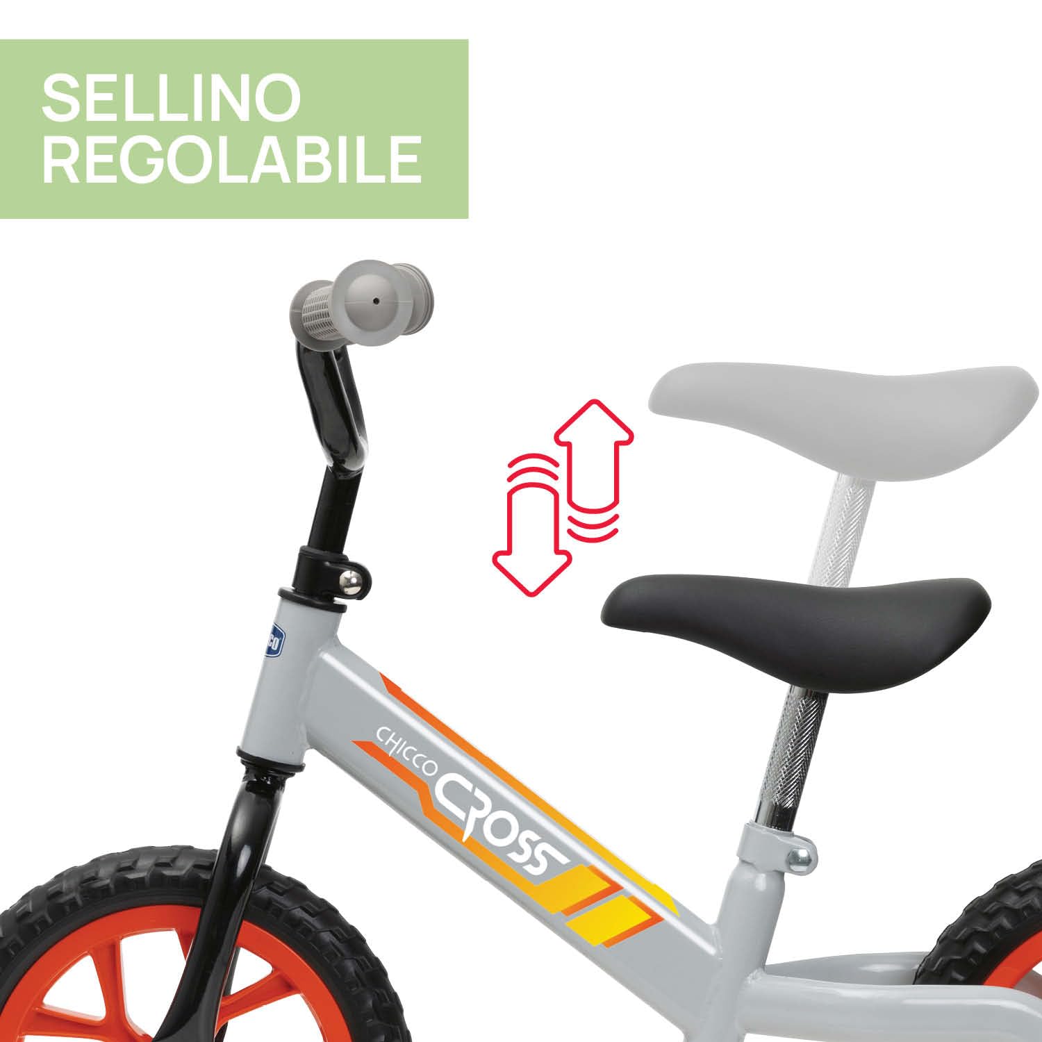Chicco Balance Bike Cross, Bicicletta Bambini Senza Pedali, Design Cross Country, Ruote Grandi, Manubrio e Sellino Regolabili, Bici Senza Pedali per l'Equilibrio, Max 25 Kg, Giochi Bambini 3-5 Anni