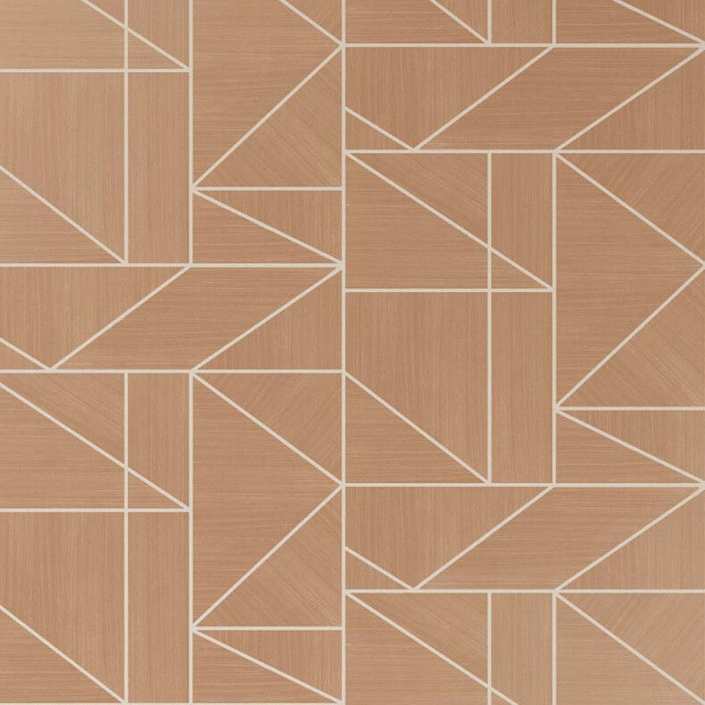 Crown Wallcoverings Alexis Geo Rose Gold Wallpaper M1382 - Vinyl Metallic Glitter Abstract