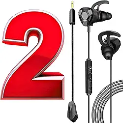Kit 2 Headsets fone gamer in ear com controle de som e microfone flexível + borrachinhas intra auricular extra para jogos online FPS RPG gameplay gravação console pc computador celular mobile