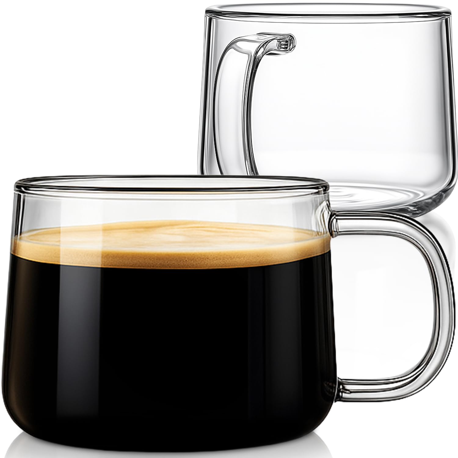 Aquach 16oz Glass Coffee Mugs Set of 2