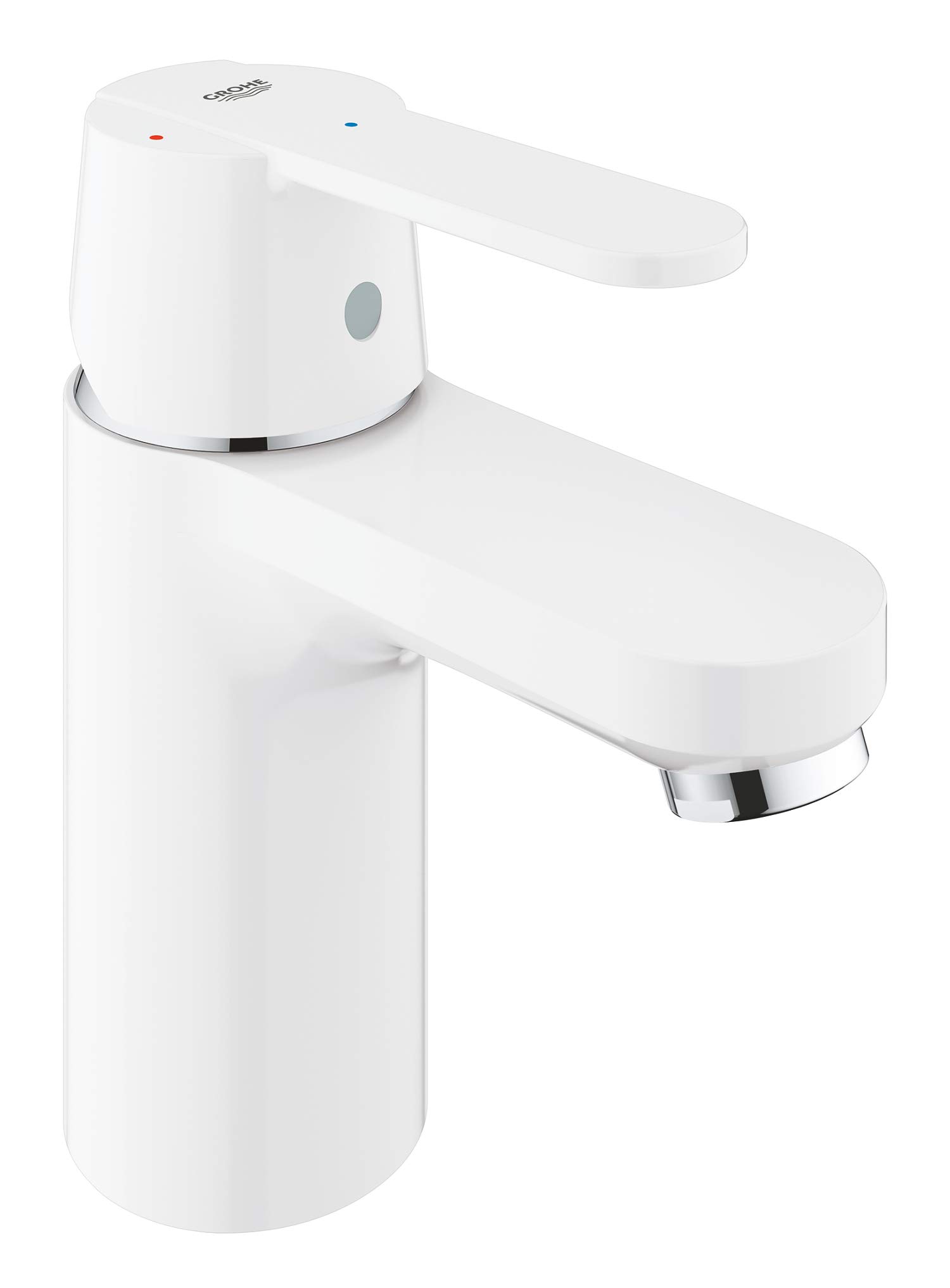 Grohe Get QuickFix- Grifo de lavabo monomando S (vaciador push-open, menor consumo de agua, instalación rápida, altura 140 mm), blanco, 23586LS0