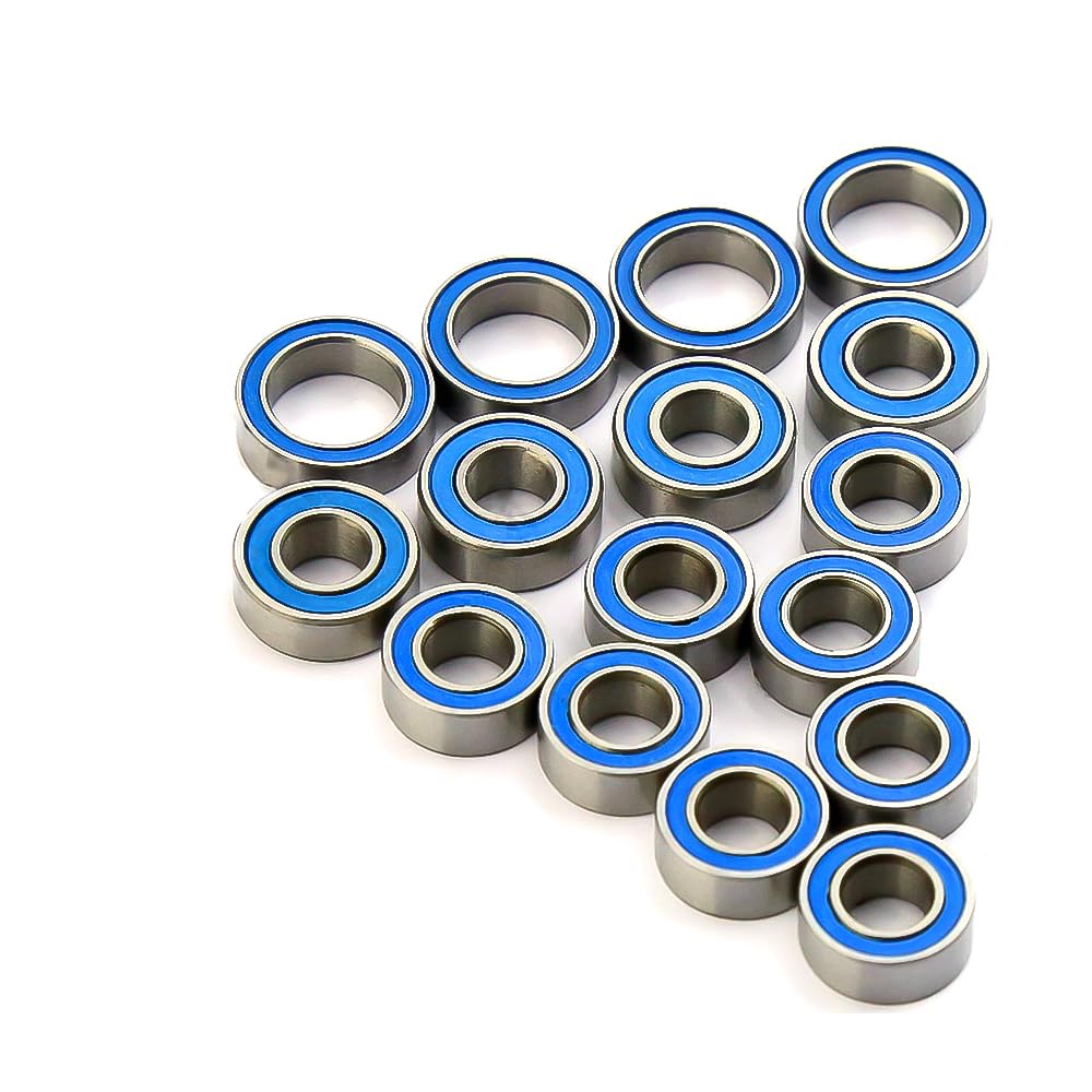 Ball Bearing 16pcs Chrome Steel Rubber Seals for Tamiya TT02 Upgrade Parts