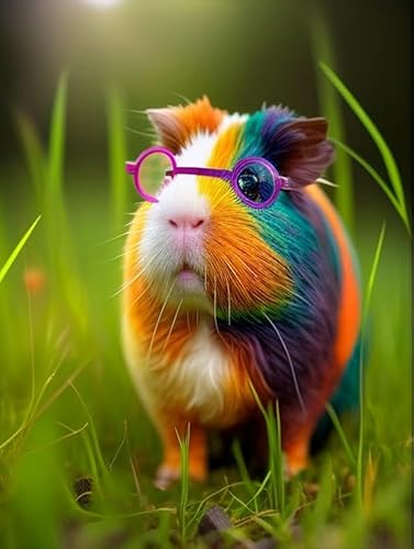 Kits de pintura de diamantes para adultos, 5D DIY taladro redondo completo, arte de diamante, anteojos, cobaya, pintura de diamantes por números,