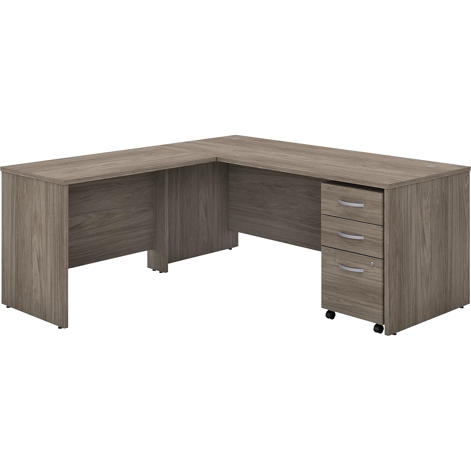 Bush Business Furniture Studio C L Shaped Desk with Mobile File Cabinet and Return, 72W x 30D, Modern Hickory