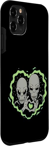 Vista 24 de iPhone 13 Pro Alien Funny Cute UFO Aliens Love Heart Case