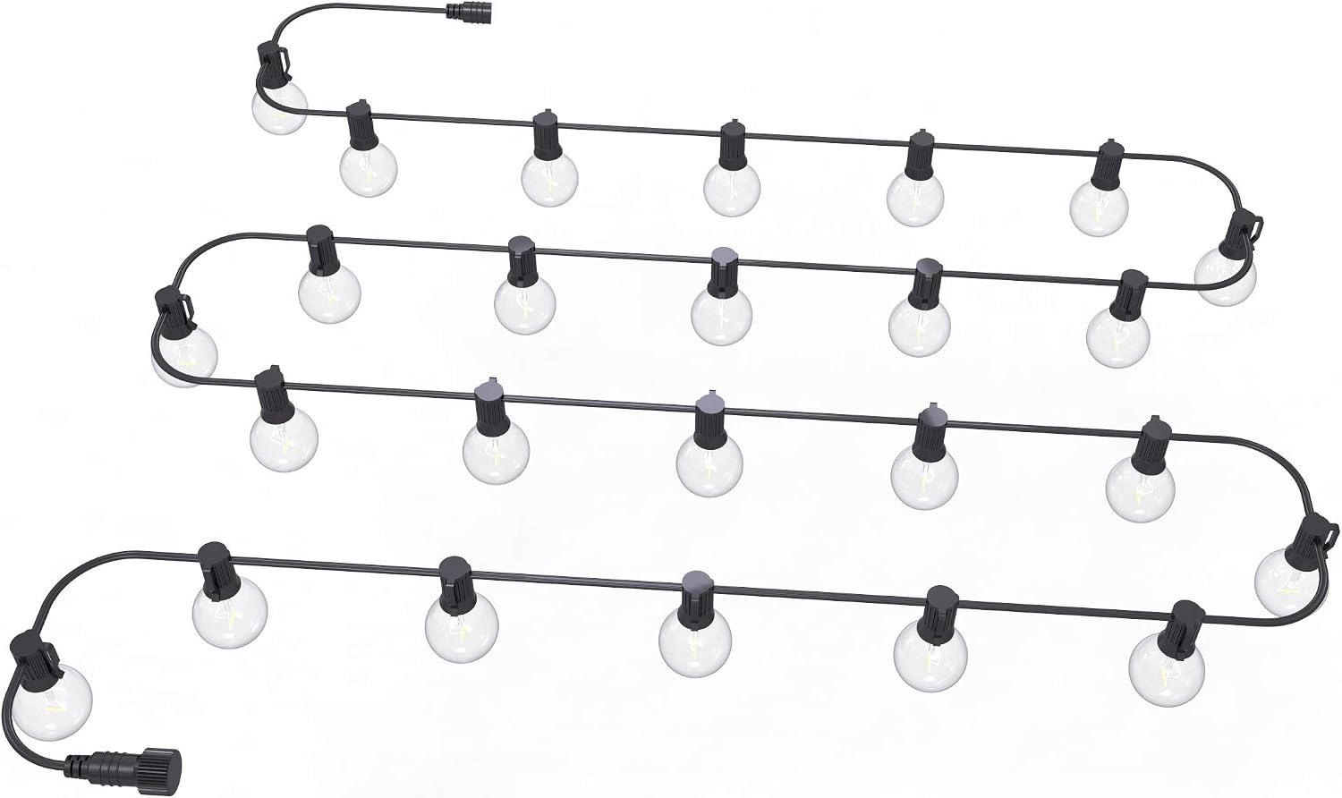 Sunlitec Solar String Lights Without Solar Panel, Waterproof LED Indoor/Outdoor Hanging Umbrella Lights with 25 Bulbs - 27 Ft Patio Lights for Deckyard Tents Market Cafe Gazebo Porch Party Decor