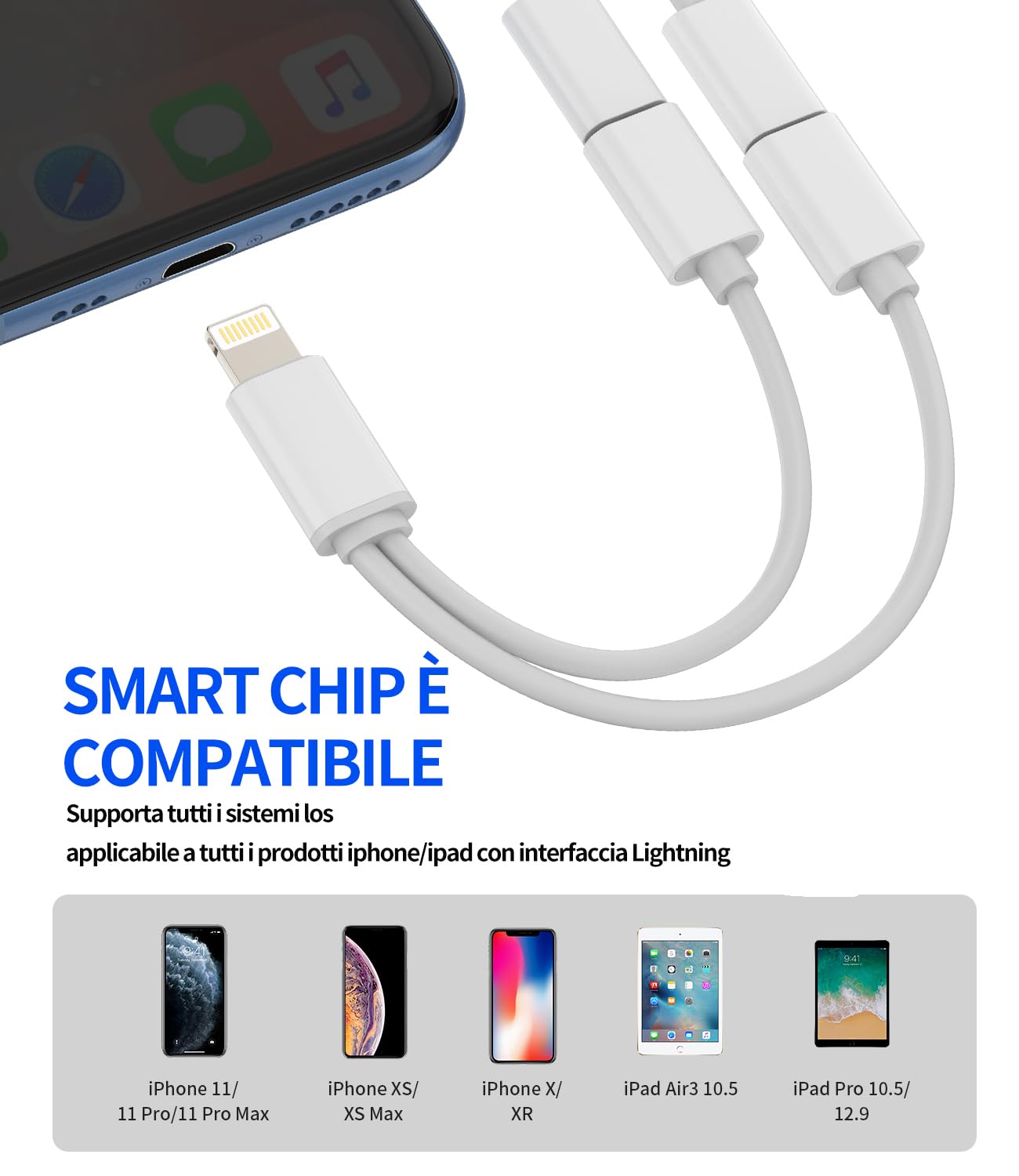 Gaef Adattatore Lightning A Jack 3.5 Mm E Ricarica 2 In 1 [MFi Certificato] – 2 Pezzi – Per IPhone 14/13/12/11/X/8 E IPad – Plug & Play Per Ascoltare Musica E Ricaricare Contemporaneamente - 2