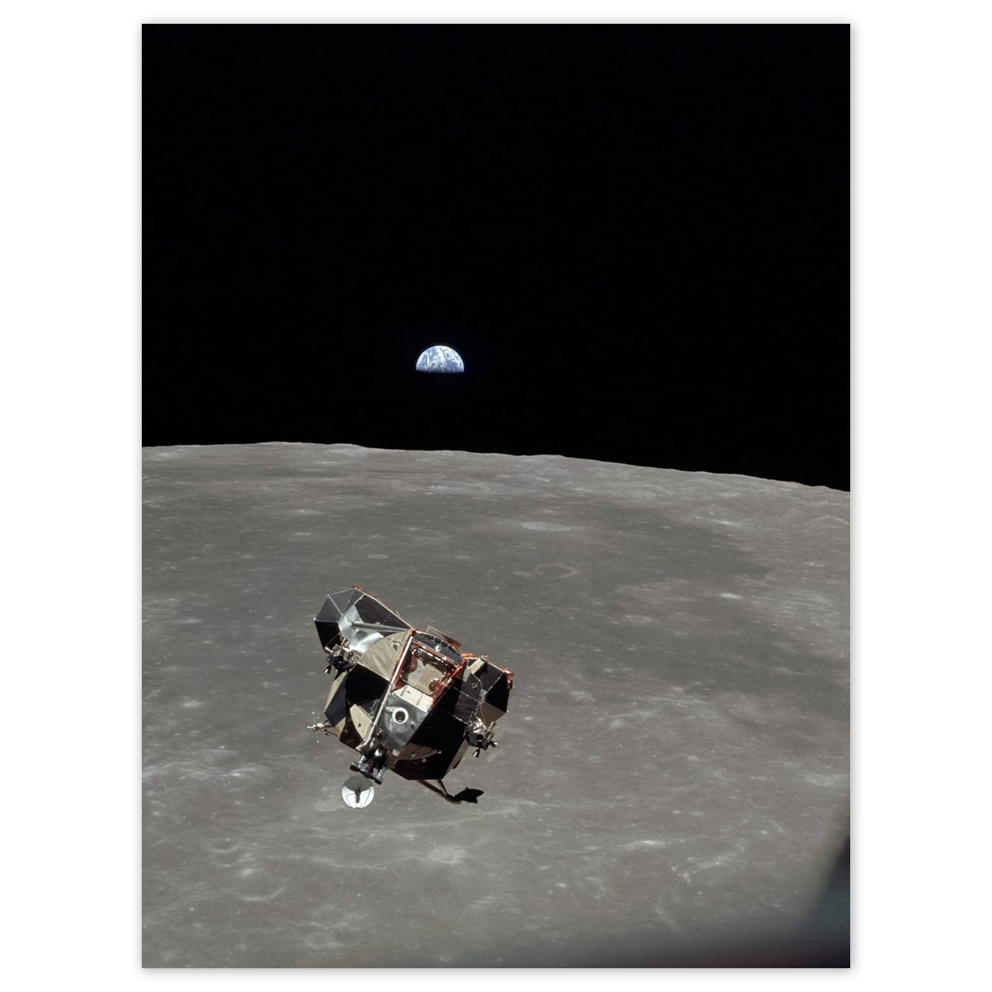 Doppelganger33 LTD NASA Apollo 11 Mission Image View of Moon Limb Lunar Module Ascent Earth Photo Large Wall Art Poster Print Thick Paper 18X24 Inch