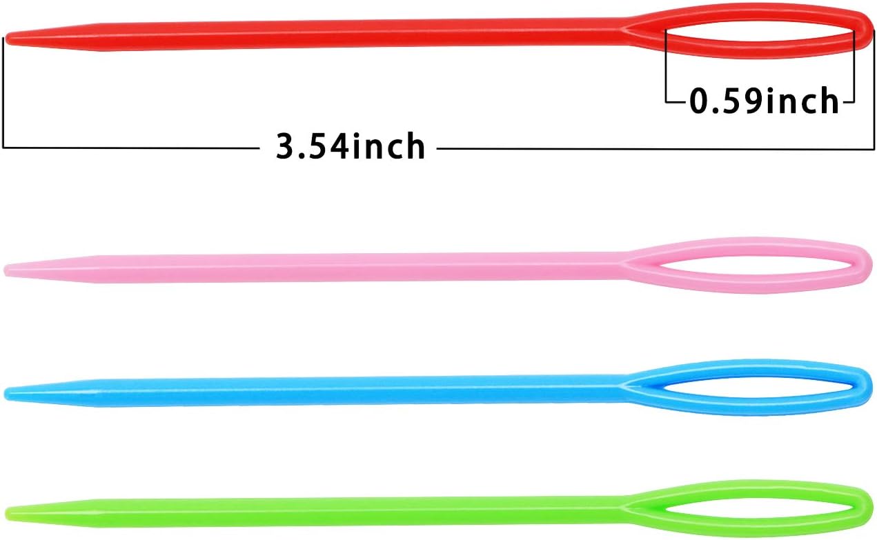 Penta Angel Plastic Sewing Needles 40Pcs 3.5 Inch Large Eye Bodkin Embroidery Knit Weaving Needles Tapestry Hand Sewing Needle Tools for DIY Craft, 4 Colors