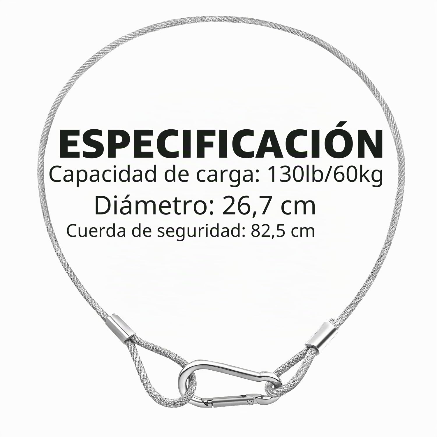 Cables de seguridad de 32 pulgadas, paquete de 20 cables de seguridad de acero inoxidable con bloqueo de mosquetón, iluminación de prevención de caídas, cable de seguridad para iluminación de