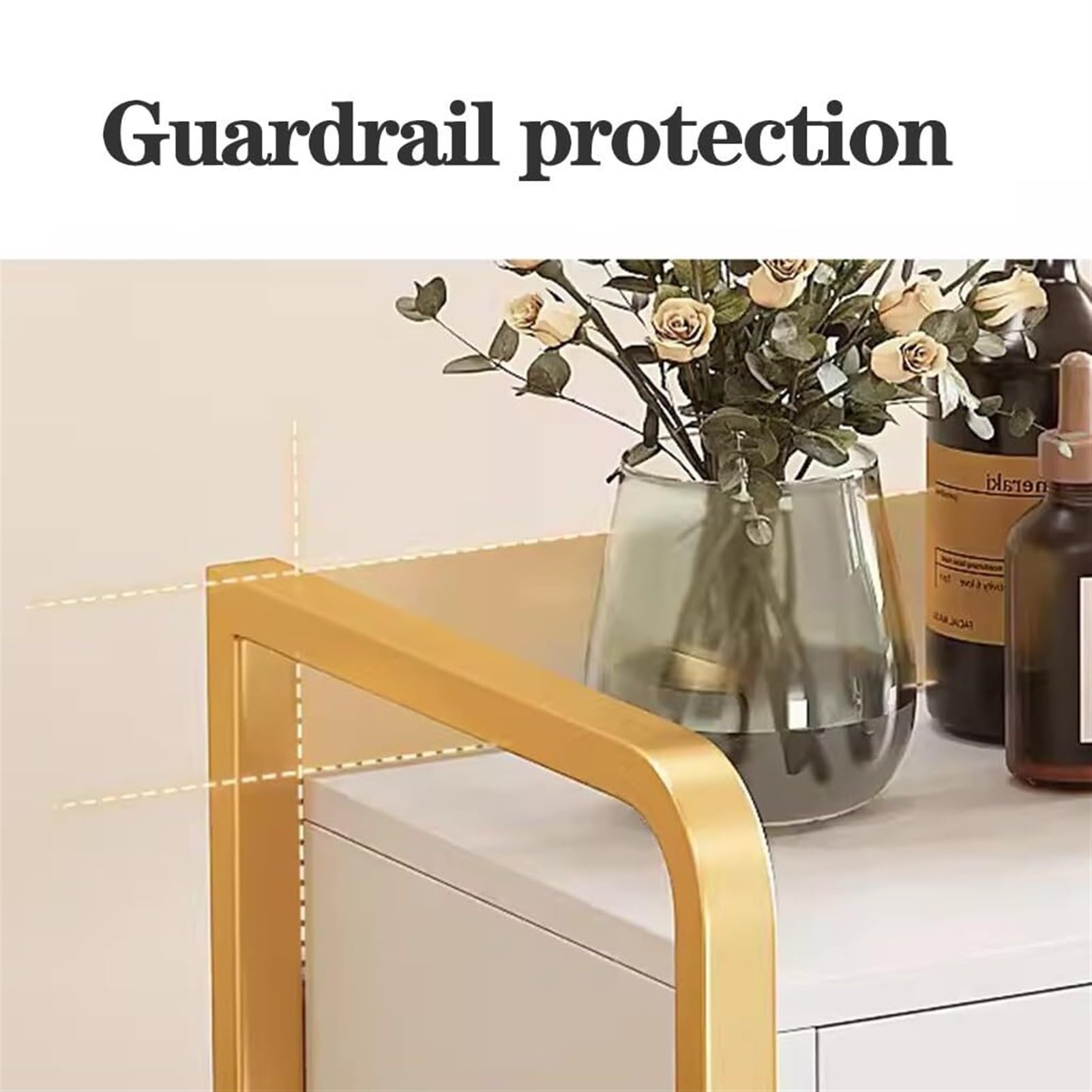 Carro de Metal for SPA, Carrito de manicura utilitario, Carrito de barbero con Ruedas, Carrito de Almacenamiento de Metal, Estante Multiusos, Carrito Resistente(Gold)