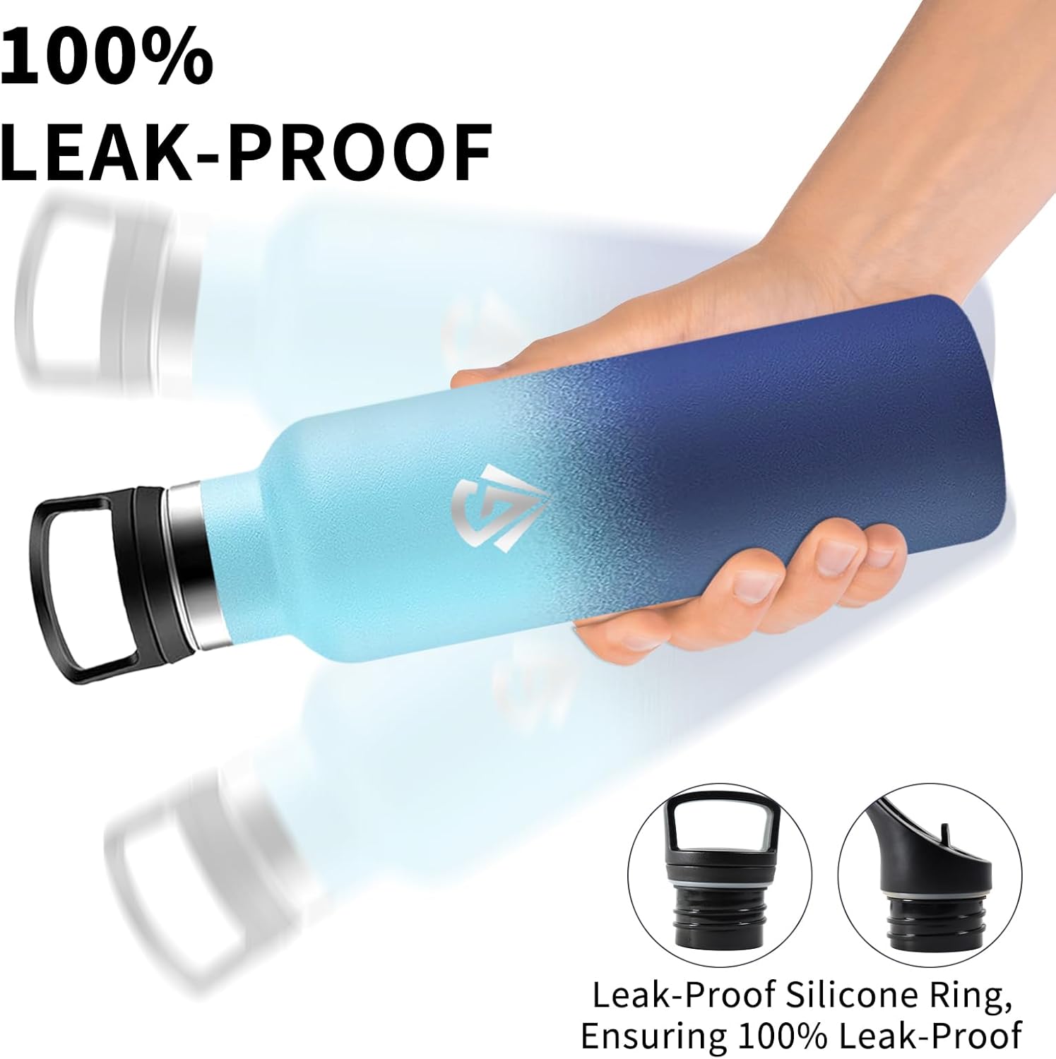 Thermos Flask, Water Bottle, 750 ml, BPA-Free, Drinking Bottle with Straw, 24 Hours Cold & 12 Hours Warm, Leak-Proof, Adult Water Bottle for Hiking, Fitness, Yoga, Camping