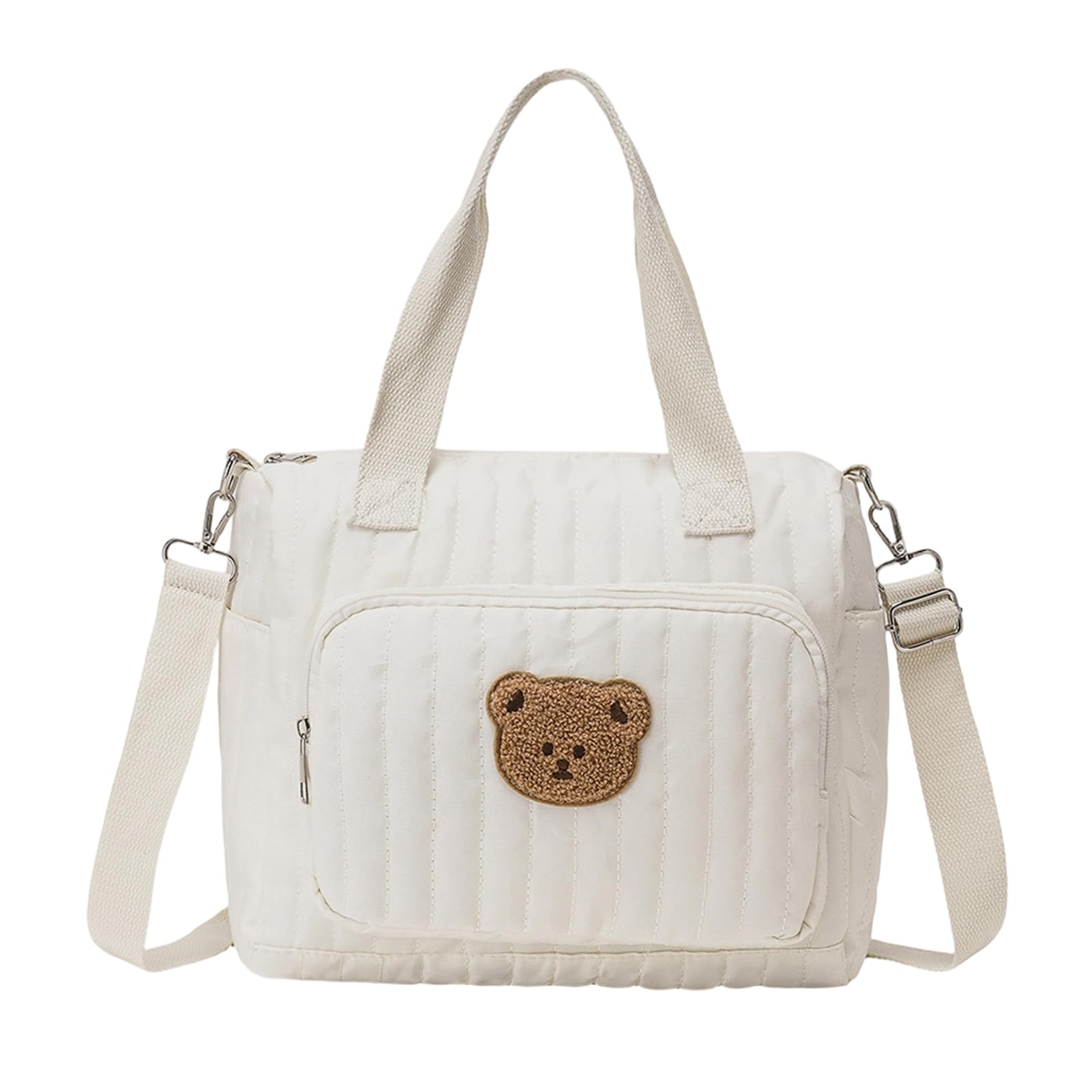 Genérico Borsa fasciatoio per pannolini, borsa con stampa di orso per asilo, borsa per pannolini, in poliestere e cotone, tracolla regolabile per fine settimana, per ospedale, spiaggia, , C