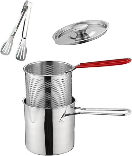 IEUDNS Juego de freidoras para papas fritas, cesta para freír freír y hervir cocina en casa, con tapa
