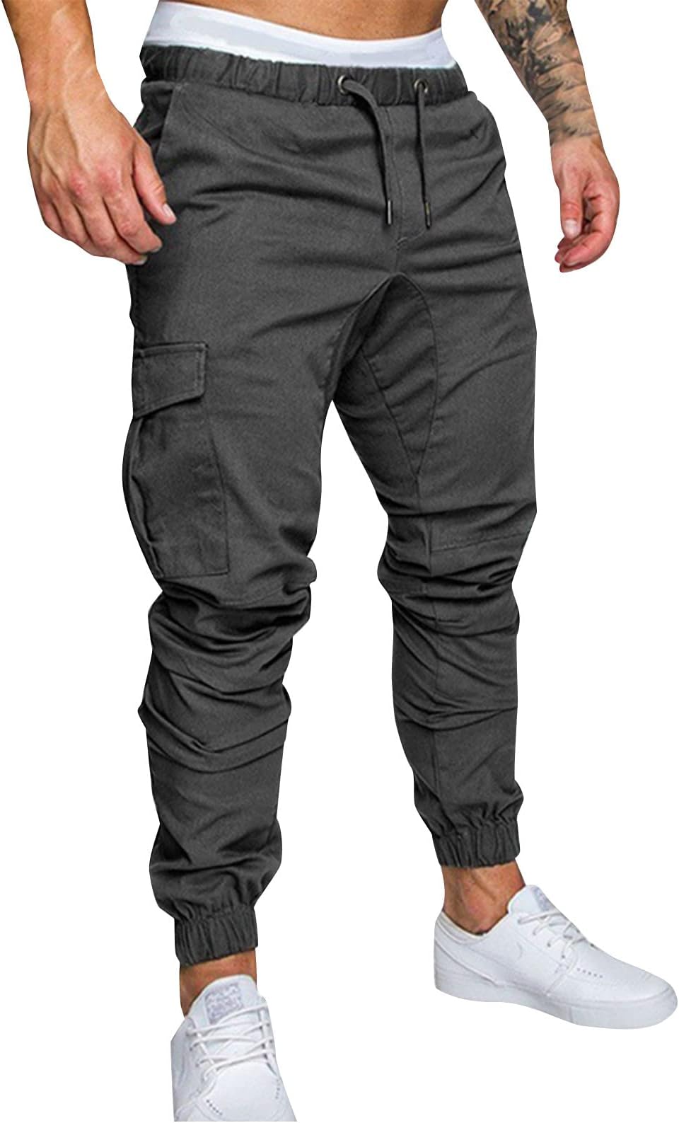 Cargo Work Pants for Men Solid Color Ripped Holes Frayed Gradient Washed Trousers Mens Exercise Pants XXL