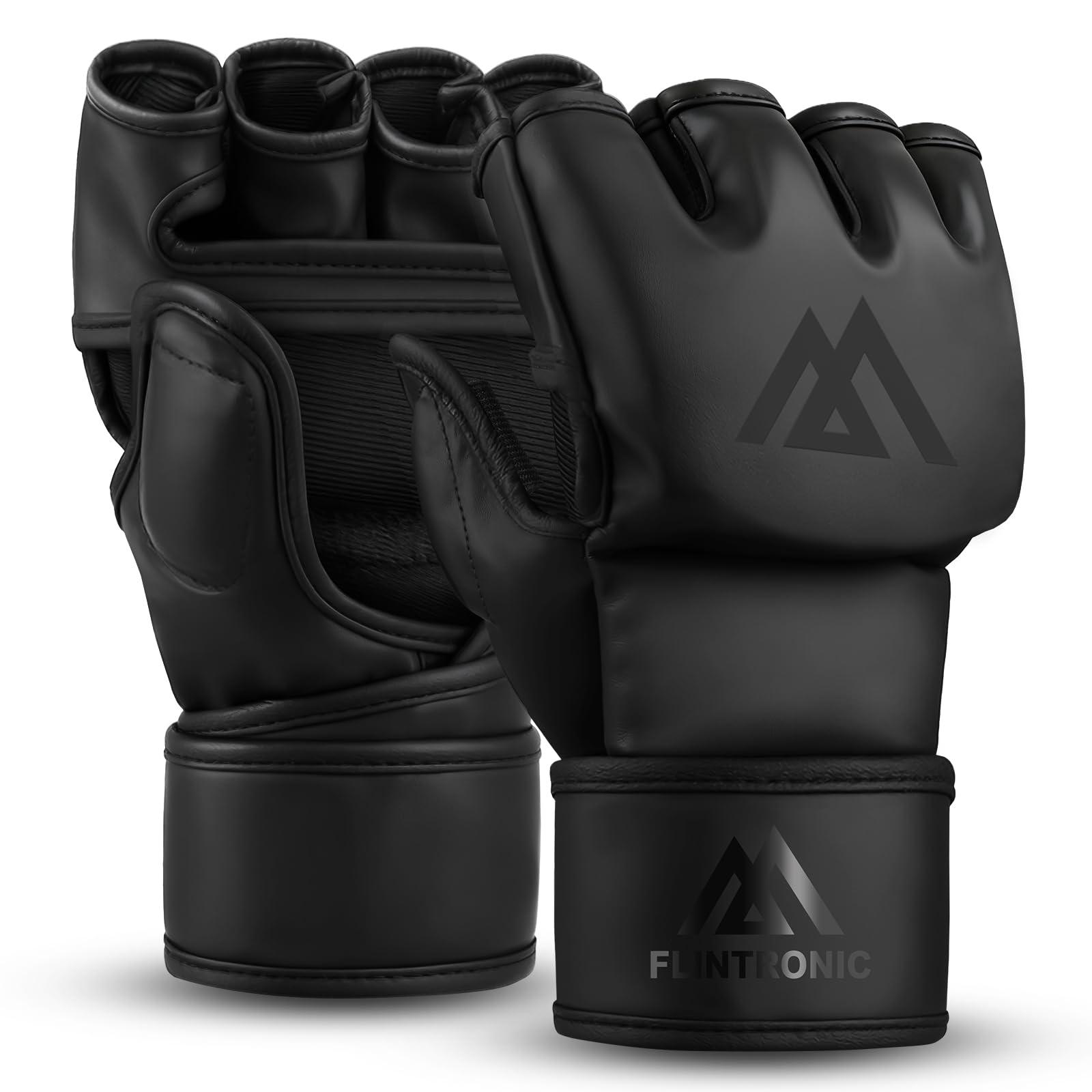 Flintronic Fitness MMA Handschuhe, Training Grappling Sparring MMA Gloves mit Elüftete Handfläche, Leder Sparring Handschuhe Damen und Herren für Muay Thai, MMA, Kampfsport, Kickboxen (L) Sport & Freizeit