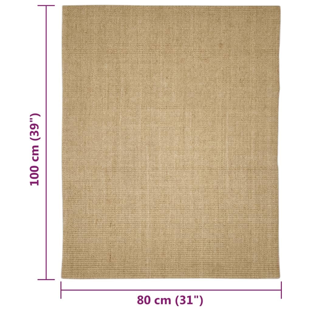 Alfombra de sisal para rascador, 80 x 100 cm, 100% sisal con parte trasera de látex antideslizante, alfombrilla para rascar muebles de gatos, accesorios, tabla de rascar y tronco para rascar