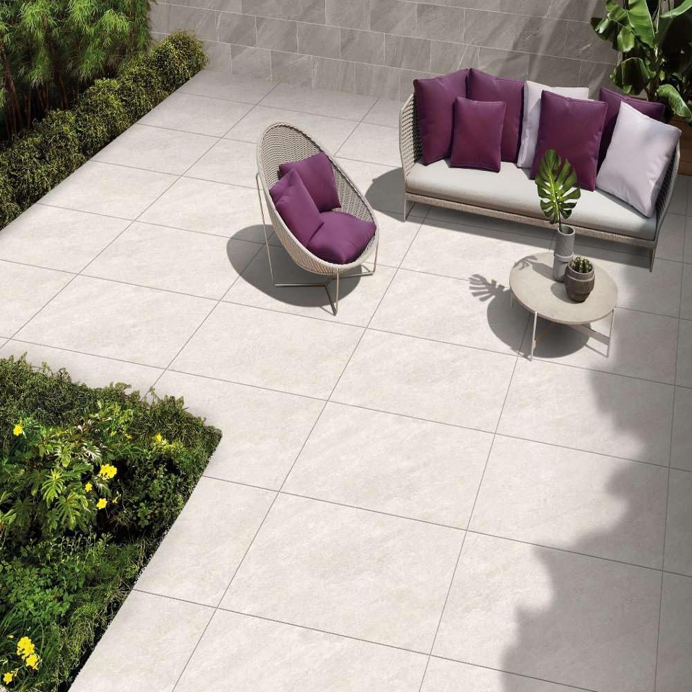 Stonewise White Quartz Outdoor Porcelain Paving Sample 150X150x20mm – Sample For Outdoor Walkways & Landscaping