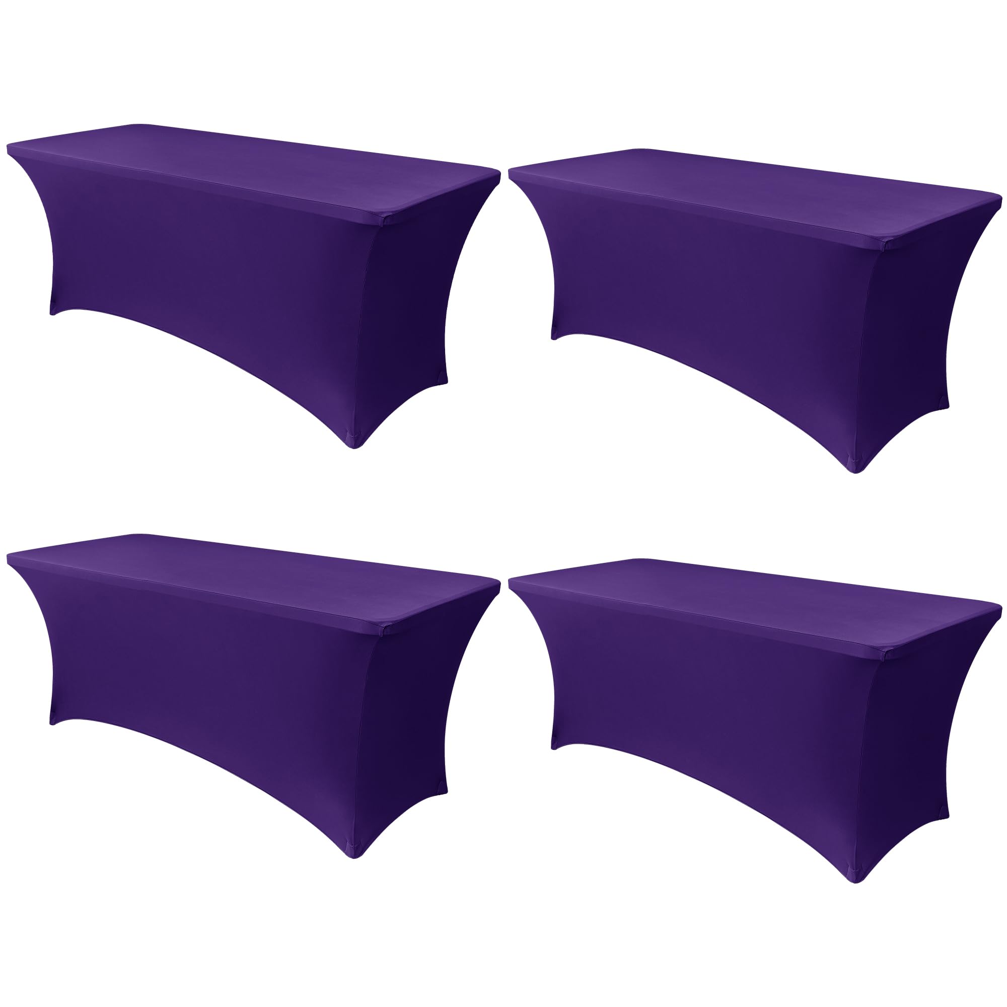 Obstal 6ft Stretch Spandex Table Cover, 4 Pack, Dark Purple