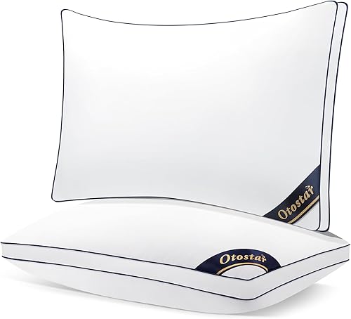 OTOSTAR Juego de 2 almohadas tamaño Queen Almohadas de cama para dormir, almohadas Queen paquete de 2 para dormir de espalda, estómago o de lado,