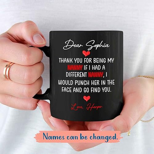 Miniatura 2 de Taza de café personalizada para niñera con nombres, regalo de niñera para abuela, mamá, esposa, regalo personalizado para niñera de niños, taza de