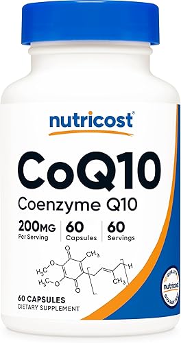 Nutricost CoQ10 200 mg, 60 cápsulas vegetarianas, 60 porciones - Alta absorción, vegetariana, sin OMG, coenzima Q10