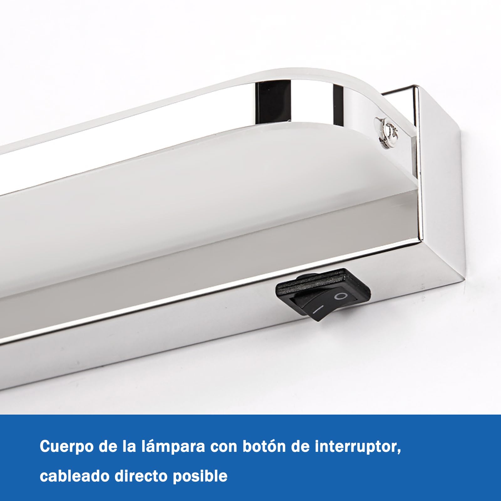 espejo de luz de baño de luz, cuarto de baño lámpara de pared de acero inoxidable, espejo de la lámpara de 42cm 9W, Led Lámpara de Pared de IP44 Impermeable (Blanco natural)